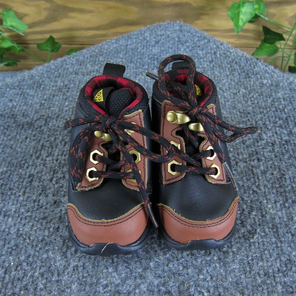 Nike‎ Boys Bootie ACG Sz T 3.5 Medium Black Synthetic Lace Up